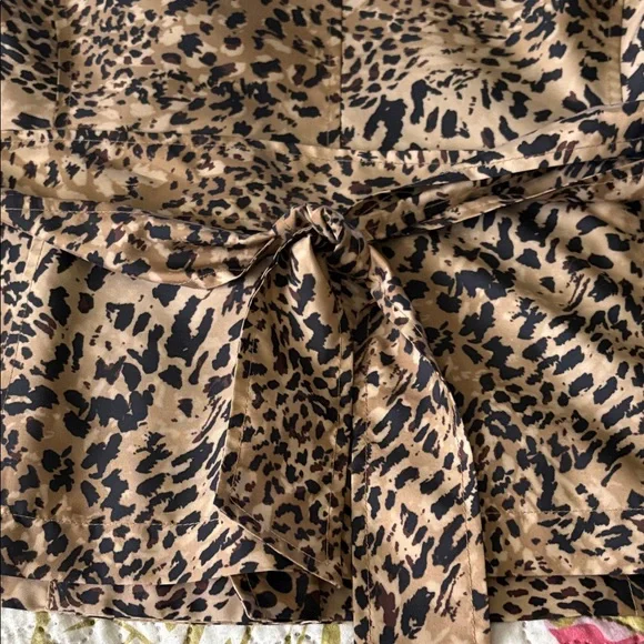 Jones New York Leopard-Print Double-Breasted Trench Coat - Tan & Black - Picture 12 of 12